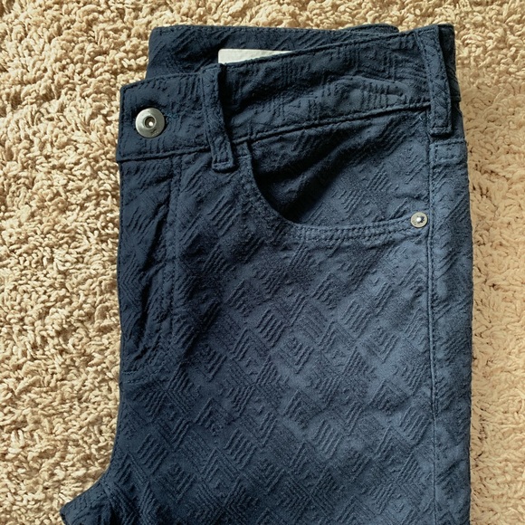 Anthro Textured Navy Skinny Pants - Picture 2 of 5